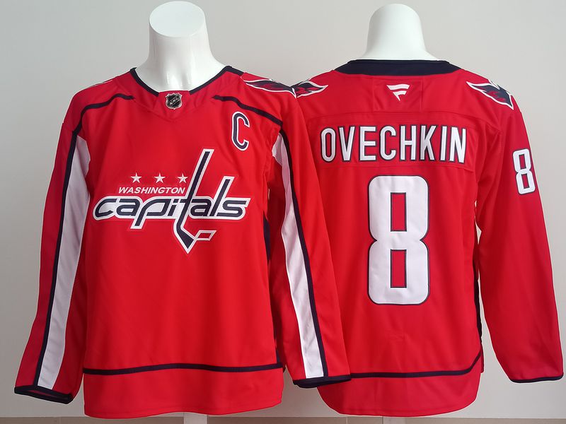 Men 2025 Washington Capitals #8 Ovechkin Red Fanatics Home Premium NHL Jersey style 1
